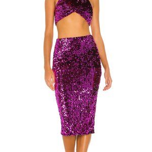 Michael Costello x REVOLVE Nicolette Midi Skirt in Fuchsia - Medium